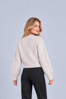 Women's Full-Zip Knitted Cardigan | Ribbed Cuff Sweater