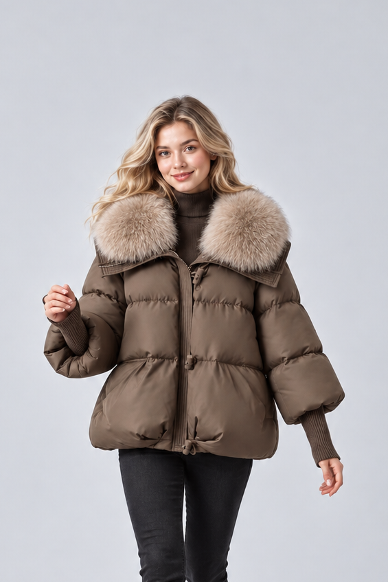 Women's Parka Coat – Faux Fur Collar Padded Winter Jacket