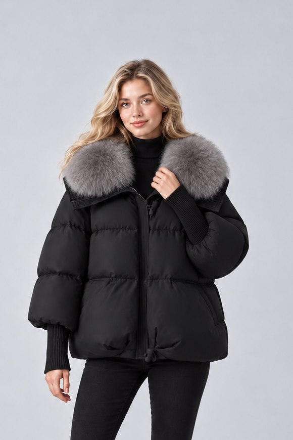 Women's Parka Coat – Faux Fur Collar Padded Winter Jacket