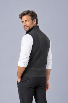 Men's Cashmere Gilet – Knitted Full Zip Sleeveless Vest with Pockets