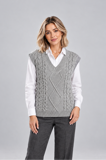 Women's Ribbed Sweater Vest – Knitted V-Neck