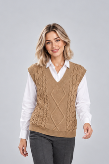 Women's Ribbed Sweater Vest – Knitted V-Neck