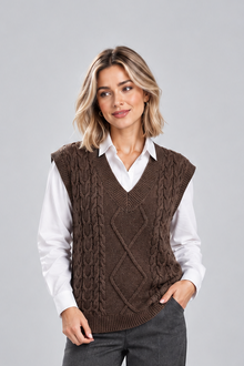 Women's Ribbed Sweater Vest – Knitted V-Neck
