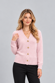 Women's Button-Front Knit Cardigan – Round Neck
