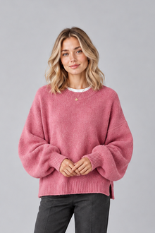 Women's Round Neck Jumper – Drop Shoulder, Split Hem