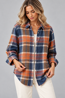 Women's Check Knit Cardigan – Open Front, Relaxed Fit
