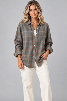 Women's Check Knit Cardigan – Open Front, Relaxed Fit