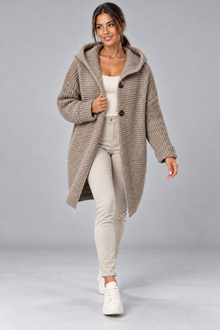 Women's Hooded Longline Cardigan – Button Front Knit