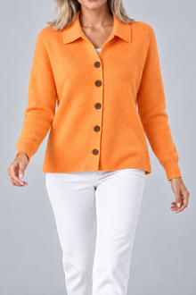 Women's Collared Knit Cardigan – Button Front, Stretch Fabric