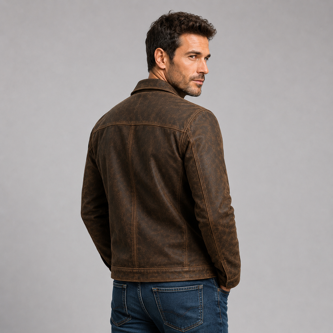 Men's Faux Leather Biker Jacket – Moto Style, Zip Cuffs, Fitted