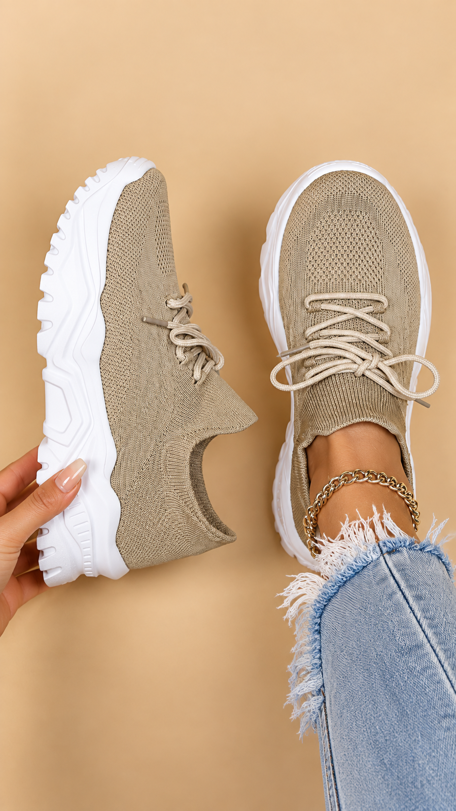 Women's Lightweight Mesh Trainers in Gold