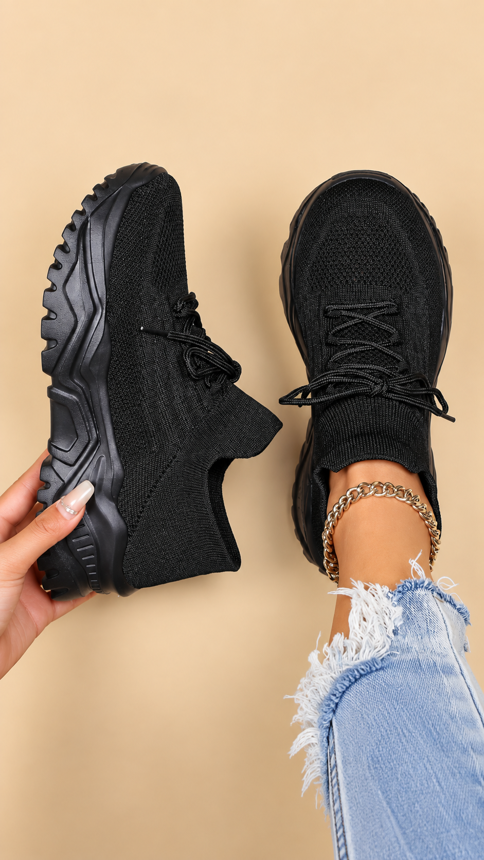 Women's Lightweight Mesh Trainers in Black