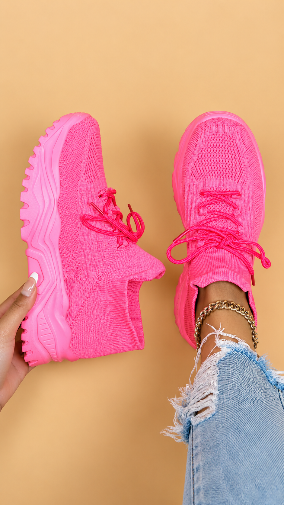 Women's Lightweight Mesh Trainers in Pink