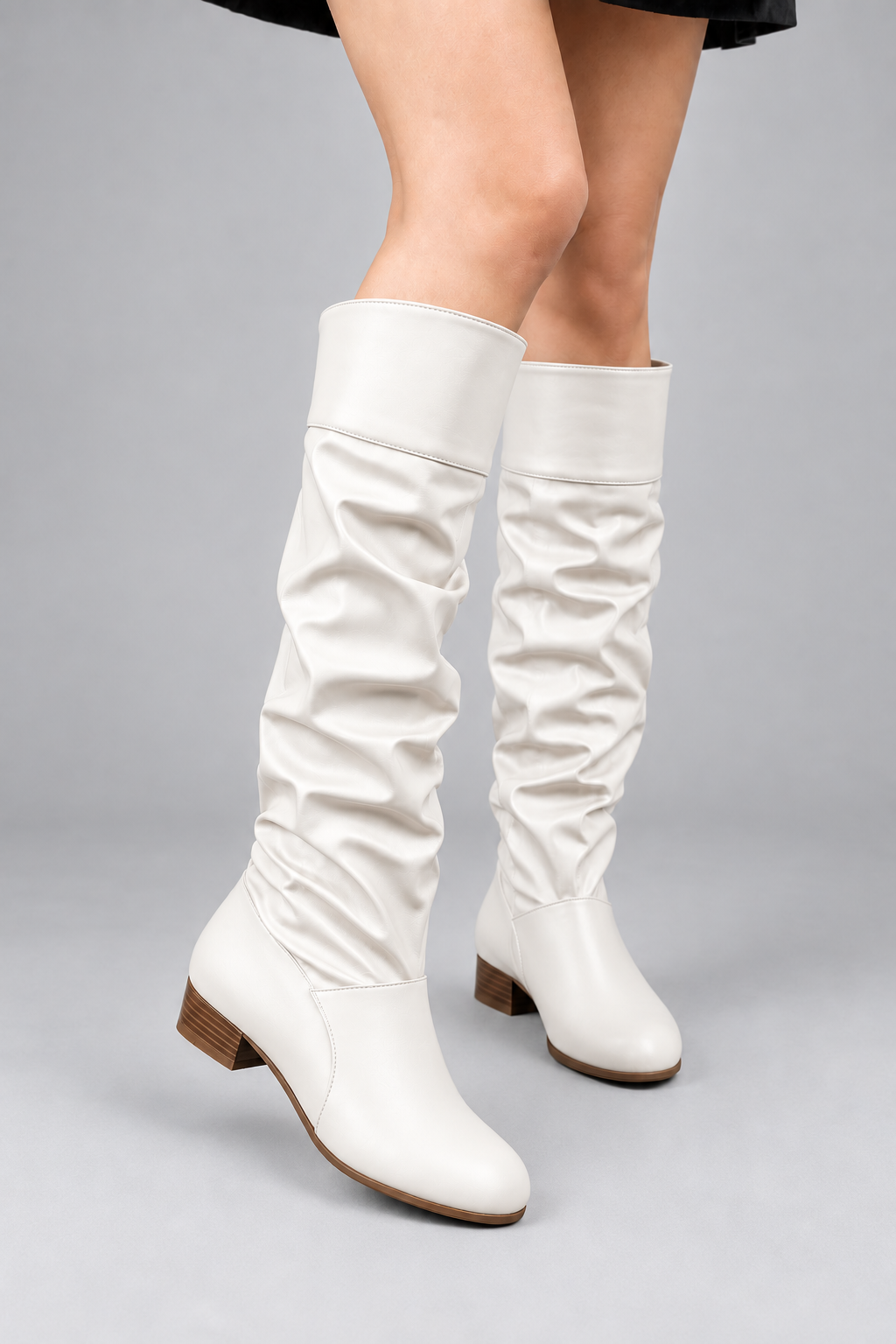 Women’s Slouch Block Heel Boots – Low Heel Everyday Knee-High Boots