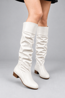 Women’s Slouch Block Heel Boots – Low Heel Everyday Knee-High Boots