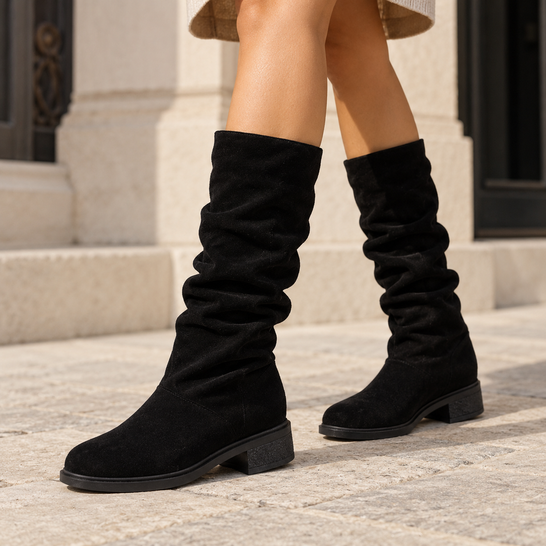Women's Comfortable Mid-Calf Boots in Black