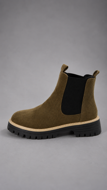 Women's Faux Suede Block Heel Ankle Boots in Apricot
