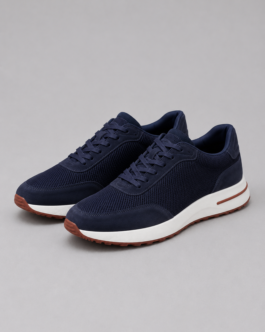 Men's Lightweight Faux Suede Trainers in Dark Blue
