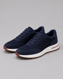 Men's Lightweight Faux Suede Trainers in Dark Blue