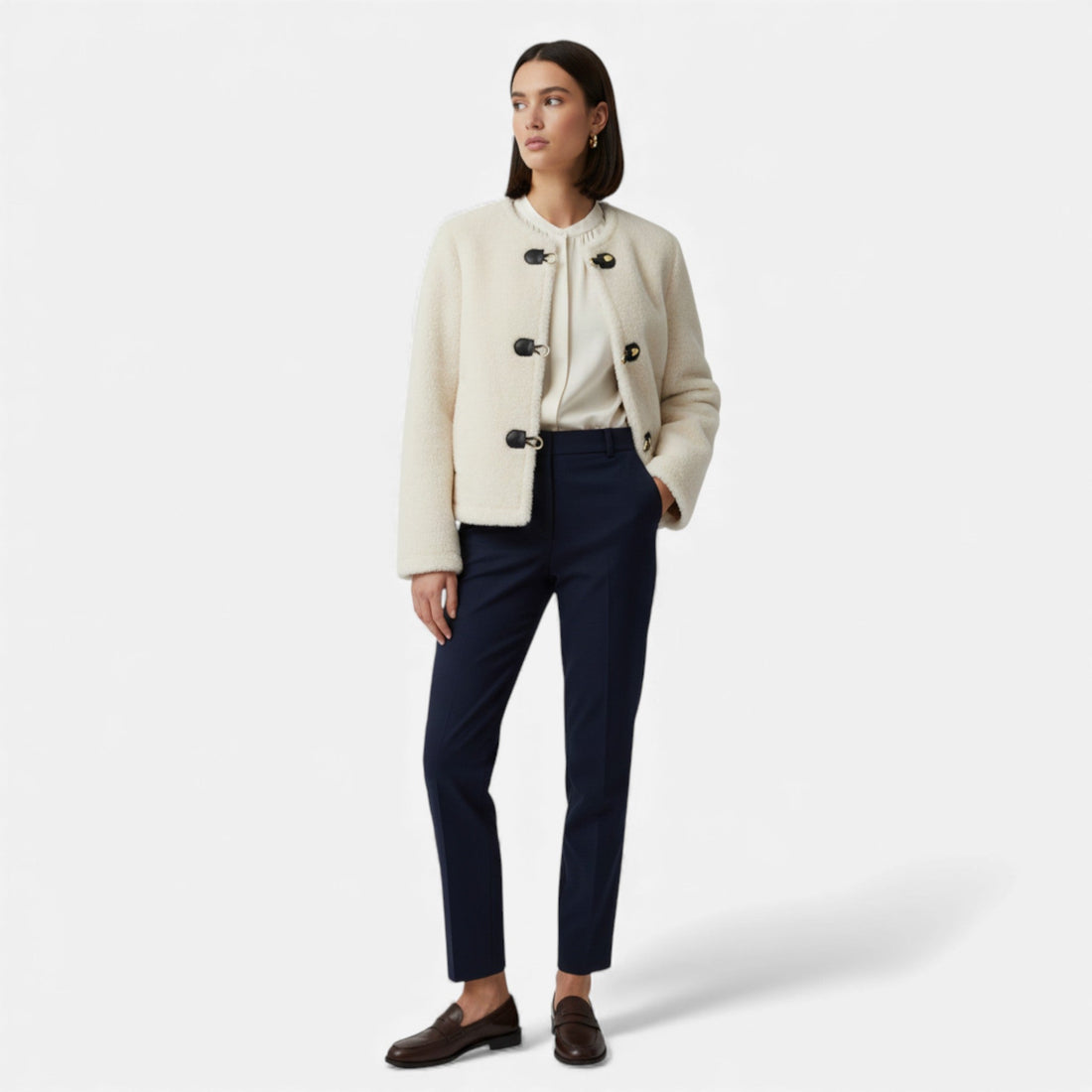 Women's Faux Fur Toggle Button Jacket