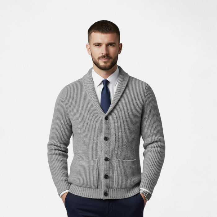 Men’s Button-Up Premium Wool Cardigan – Classic Slim Fit Style