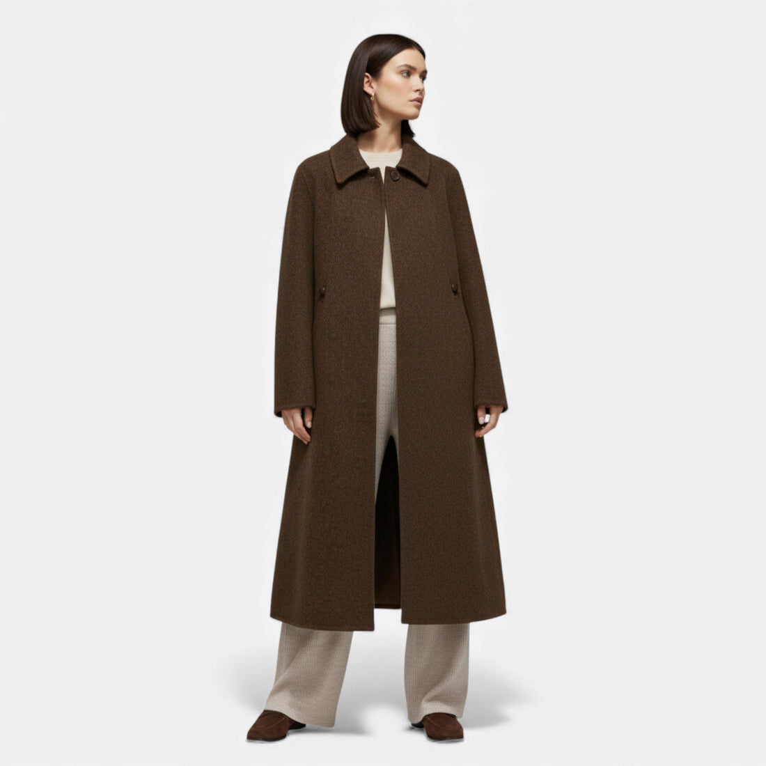 Women's Long Structured Wool Blend Coat