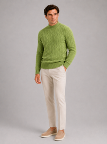 Men's Wool Cable Knit Mock Neck Jumper – image 8