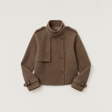 Women's Cropped Check Funnel Neck Jacket – image 6