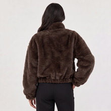 Women's Brown Faux Fur Bomber Jacket – image 5