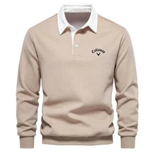 Knitted Polo Sweater with Contrast Collar – Men