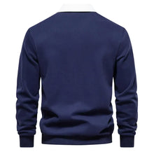 Knitted Polo Sweater with Contrast Collar – Men