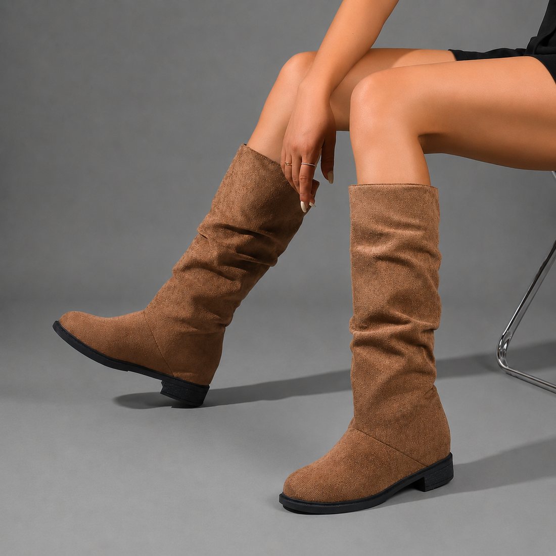 Women's Comfortable Mid-Calf Boots in Brown