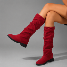 Women's Comfortable Mid-Calf Boots in Red