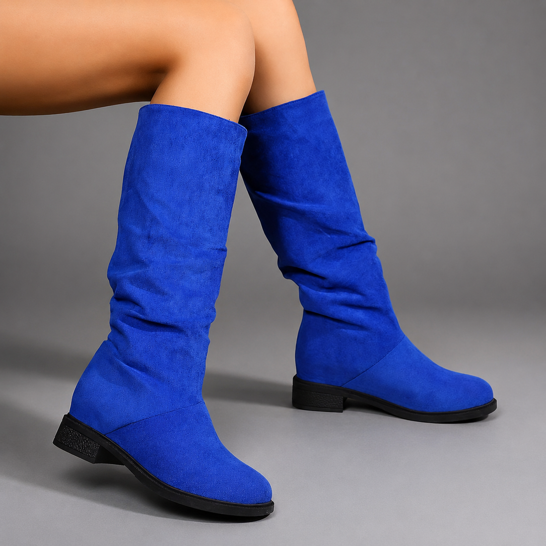 Women's Comfortable Mid-Calf Boots in Blue