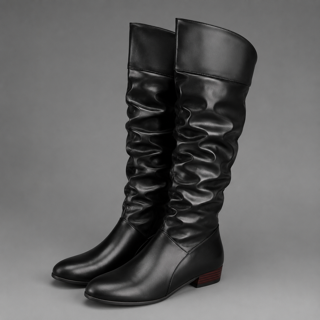 Women’s Slouch Block Heel Boots – Low Heel Everyday Knee-High Boots