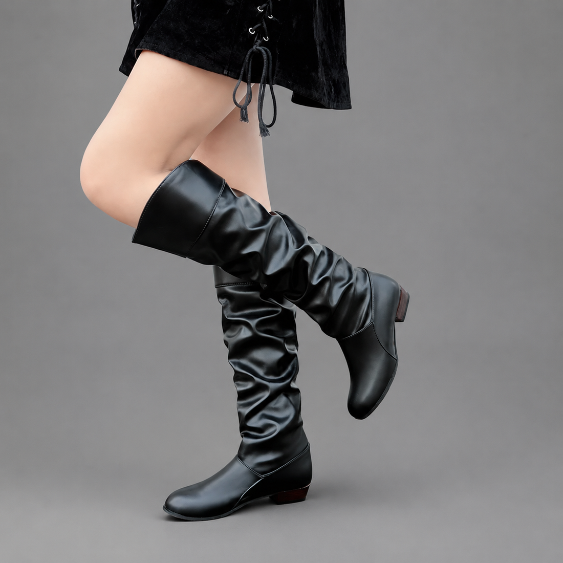 Women’s Slouch Block Heel Boots – Low Heel Everyday Knee-High Boots