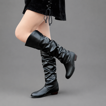 Women’s Slouch Block Heel Boots – Low Heel Everyday Knee-High Boots
