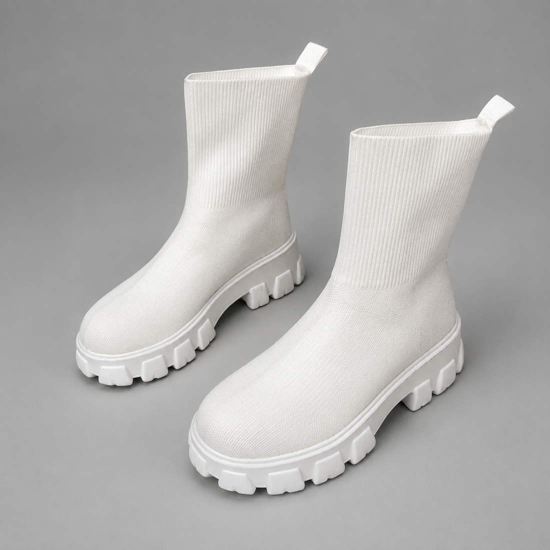 Women's Fur Lined Stretch Ankle Boots in White