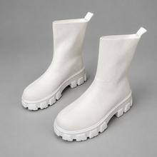 Women's Fur Lined Stretch Ankle Boots in White