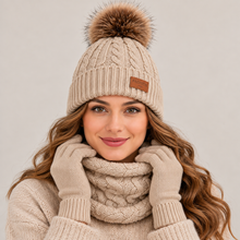 Women's Knitted Hat, Gloves & Snood Set – 3-Piece Winter Gift Set
