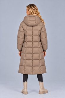 Women’s Long Puffer Coat with Hood – Longline Padded Winter Coat with Pockets