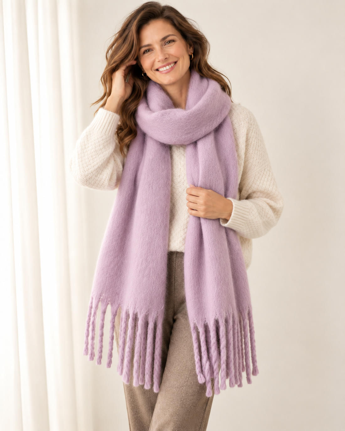 Women's Cashmere Blend Scarf – Soft Warm Winter Scarf