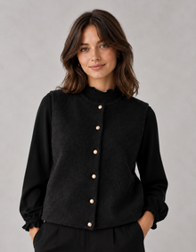 Women’s Button Up Sweater Vest – Knitted Waistcoat, Round Neck Sleeveless Knit