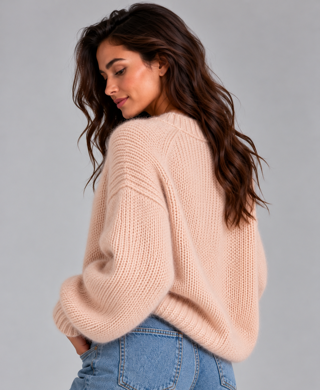 Women’s Fluffy Knit Jumper – Soft Crew Neck Sweater, Regular Fit