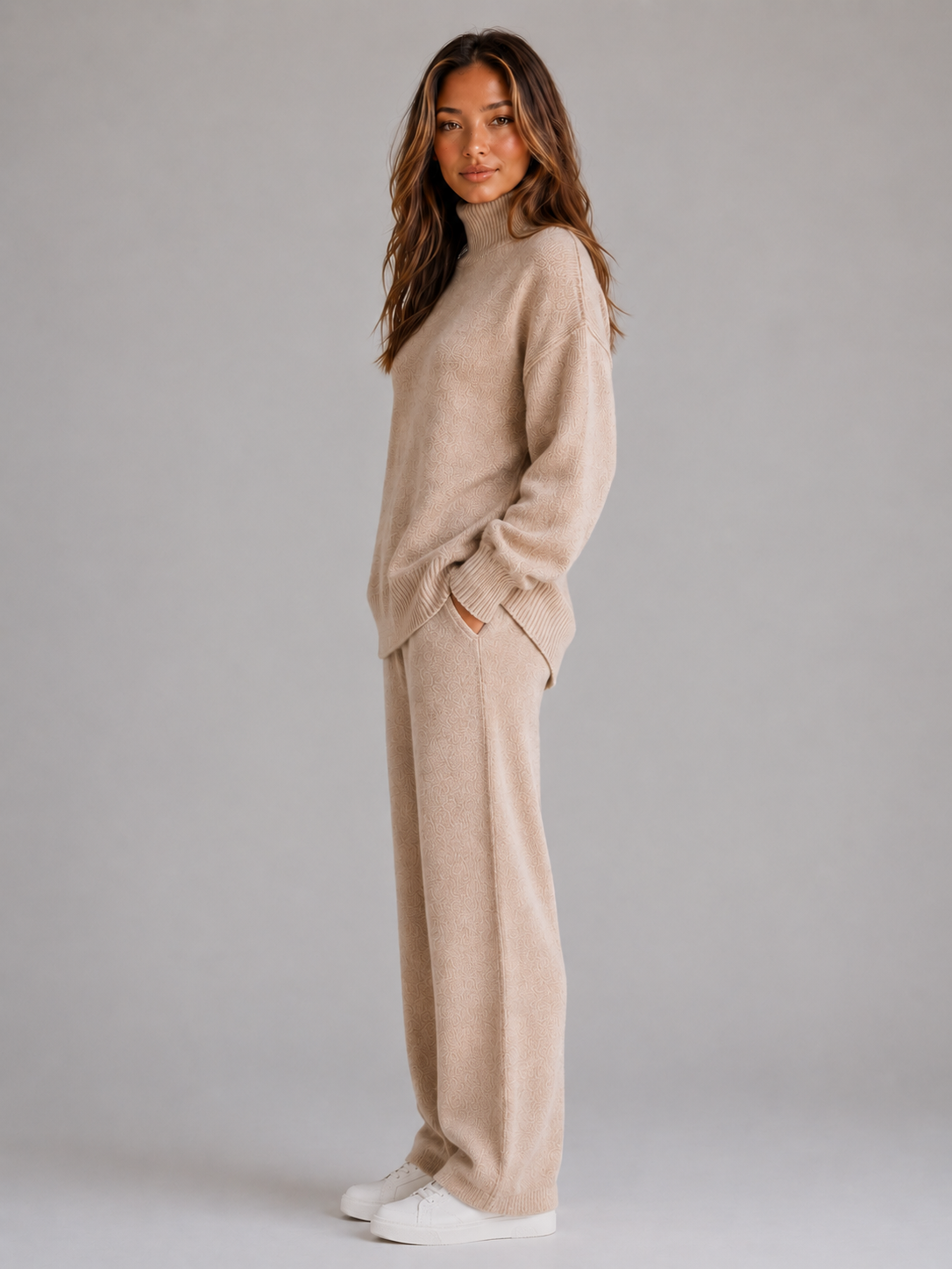 Women's Roll Neck Knitted Lounge Set – image 3