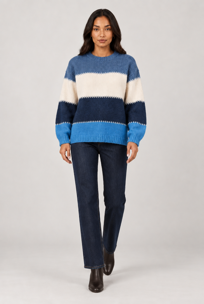 Amelia women's blue colour-block jumper
