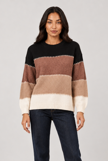 Amelia women's brown colour-block jumper