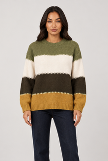 Amelia women's yellow colour-block jumper front view