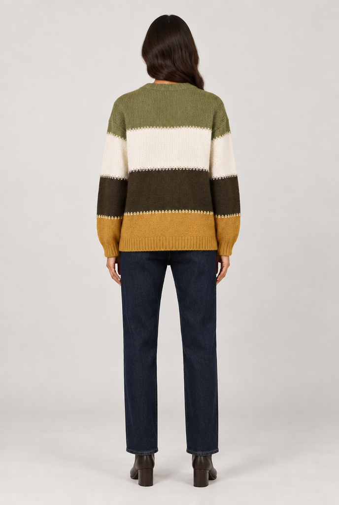 Amelia women's yellow colour-block jumper rear view