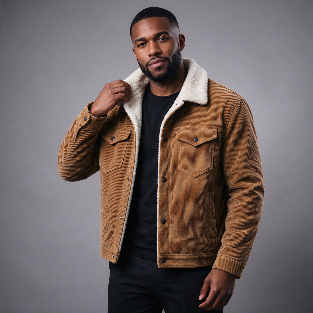 Athens plush corduroy jacket in brown